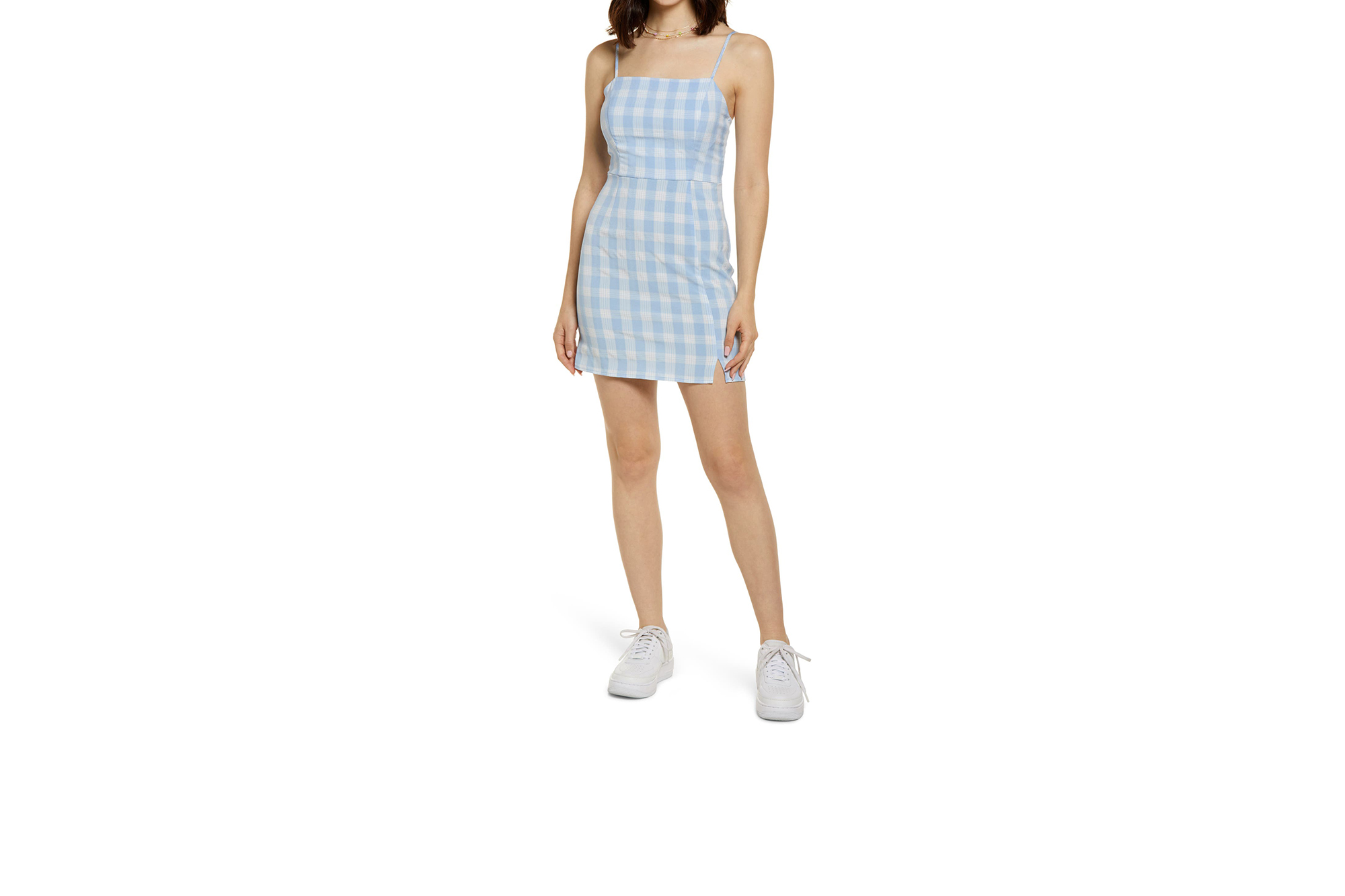 blue plaid dress