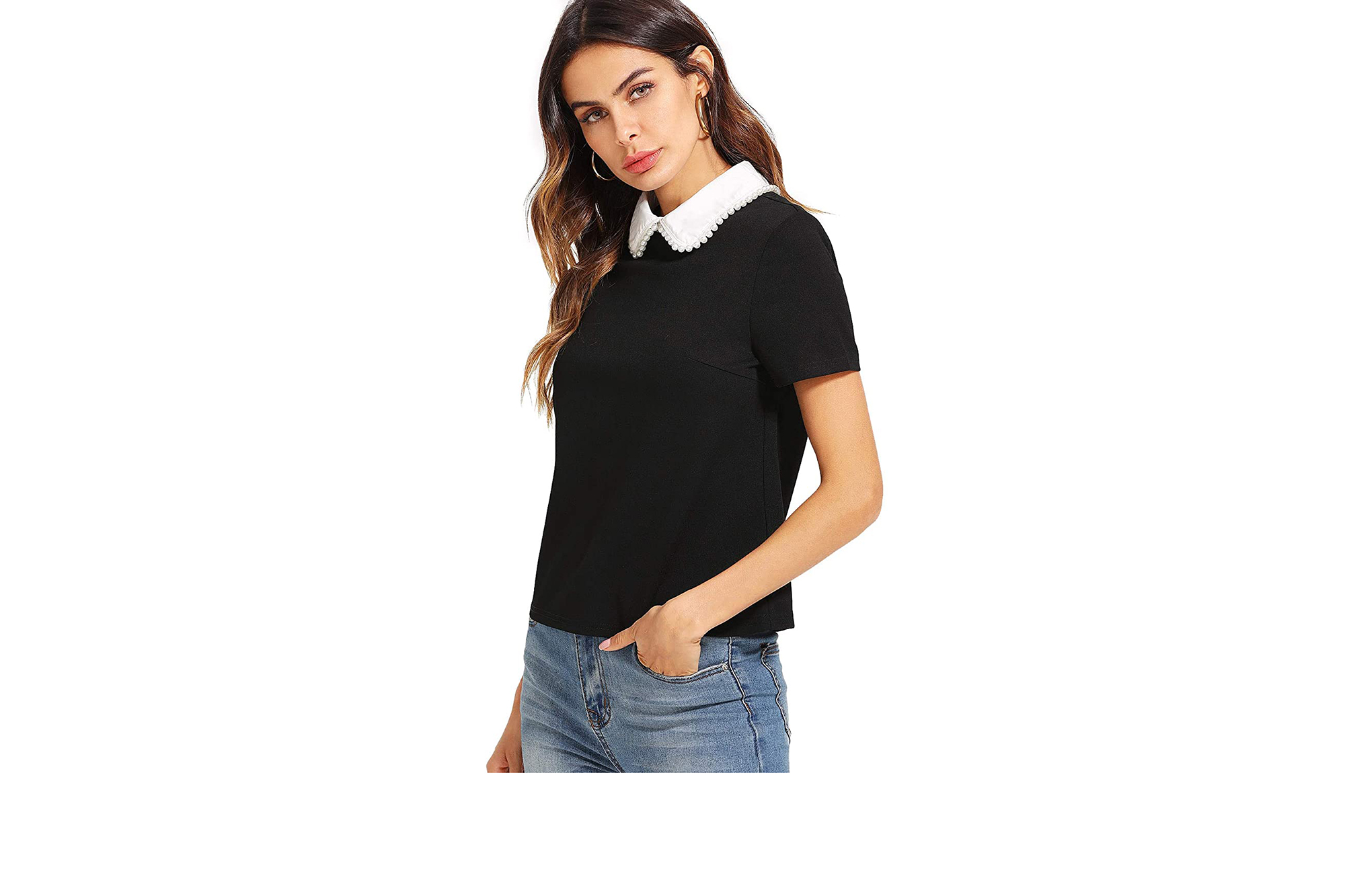 black collared work shirt