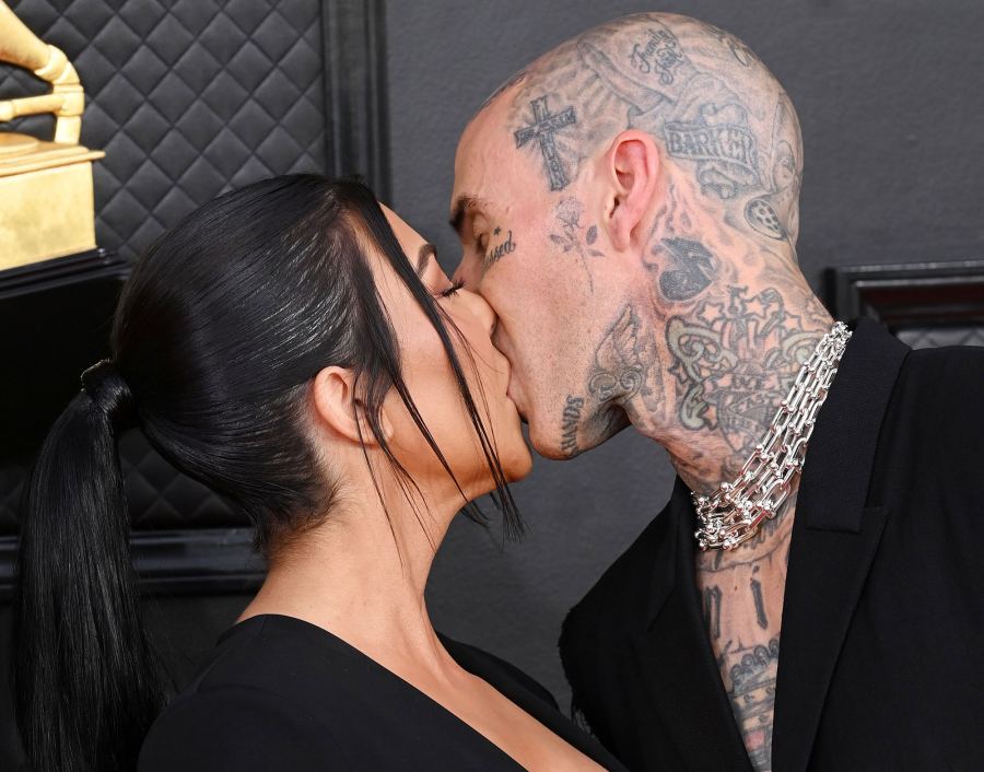 Back In Black Kourtney Kardashian Travis Barker Pack PDA Grammys 2022