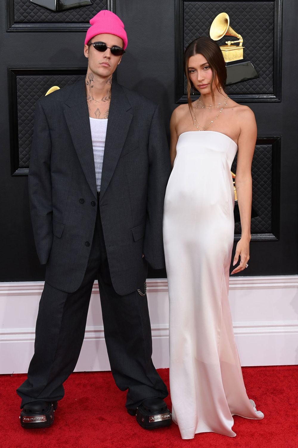 Justin Bieber and Wife Hailey Baldwin Attend 2022 Grammys Following Her Health Scare