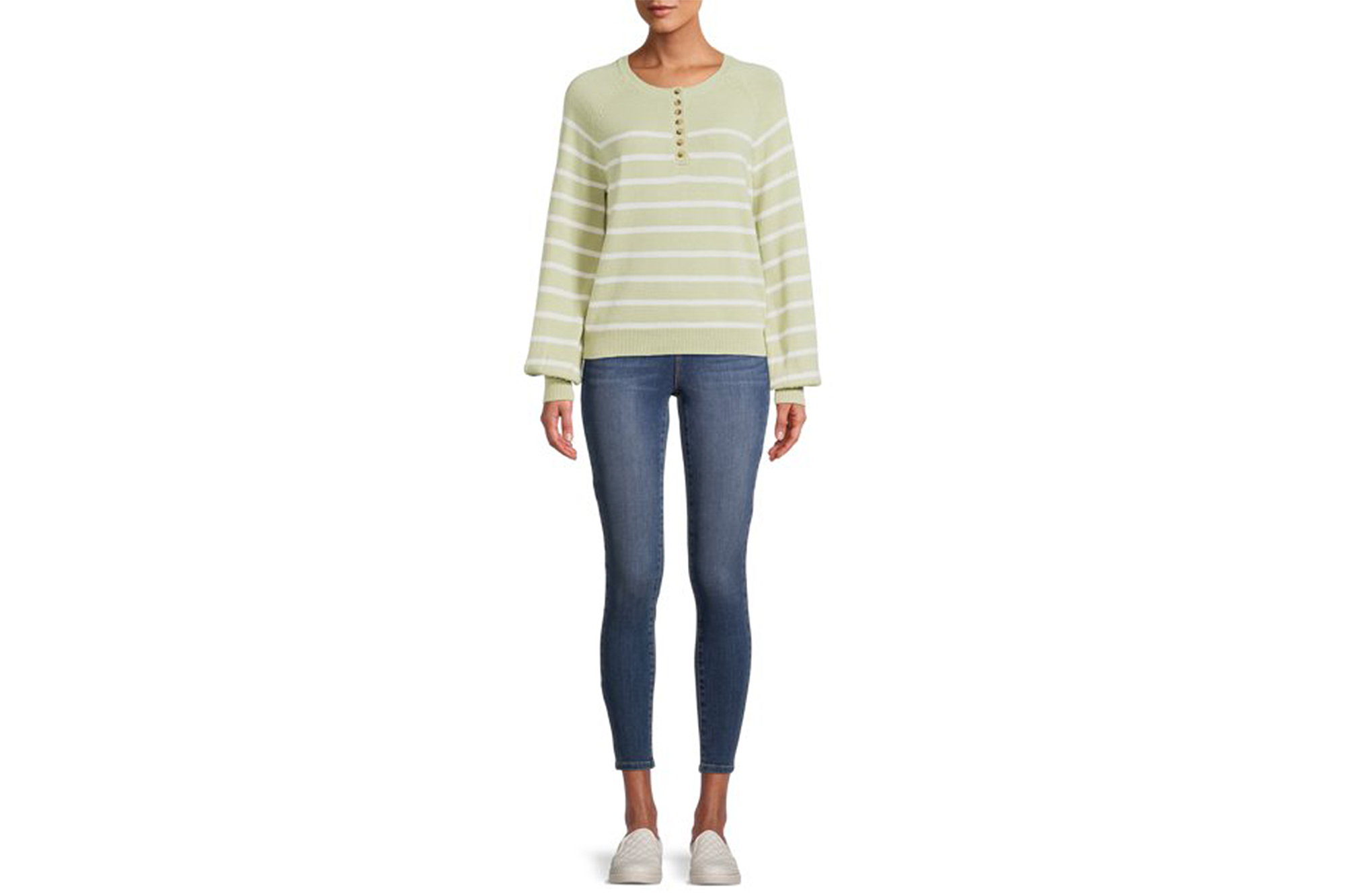 Time and Tru Women's Long Sleeve Henley Sweater