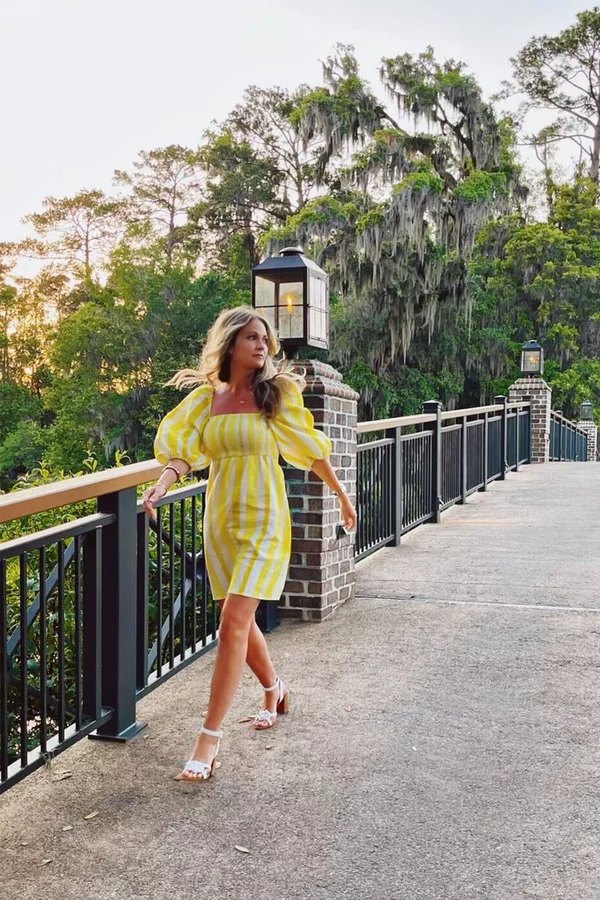 Cameran Eubanks yellow striped dress