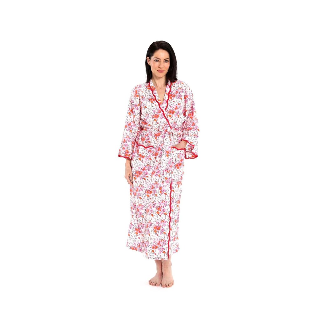 pink floral robe