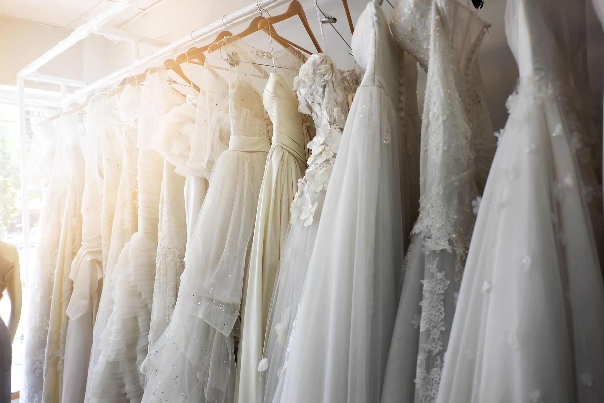 Beautiful-Bridal-Dress-On-Hangers