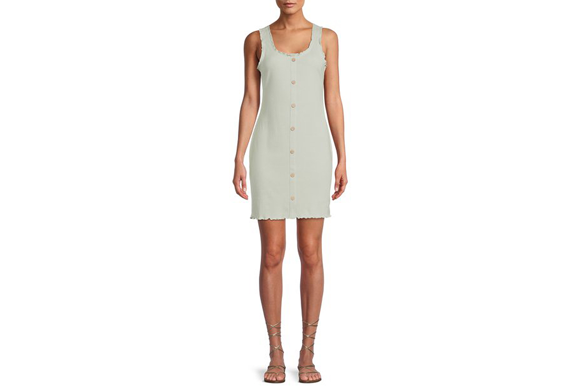 No Boundaries Juniors' Button-Front Bodycon Tank Dress