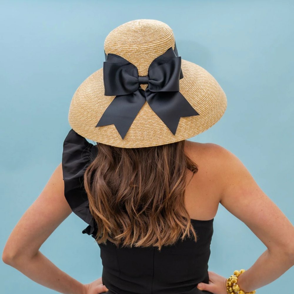 black ribbon hat