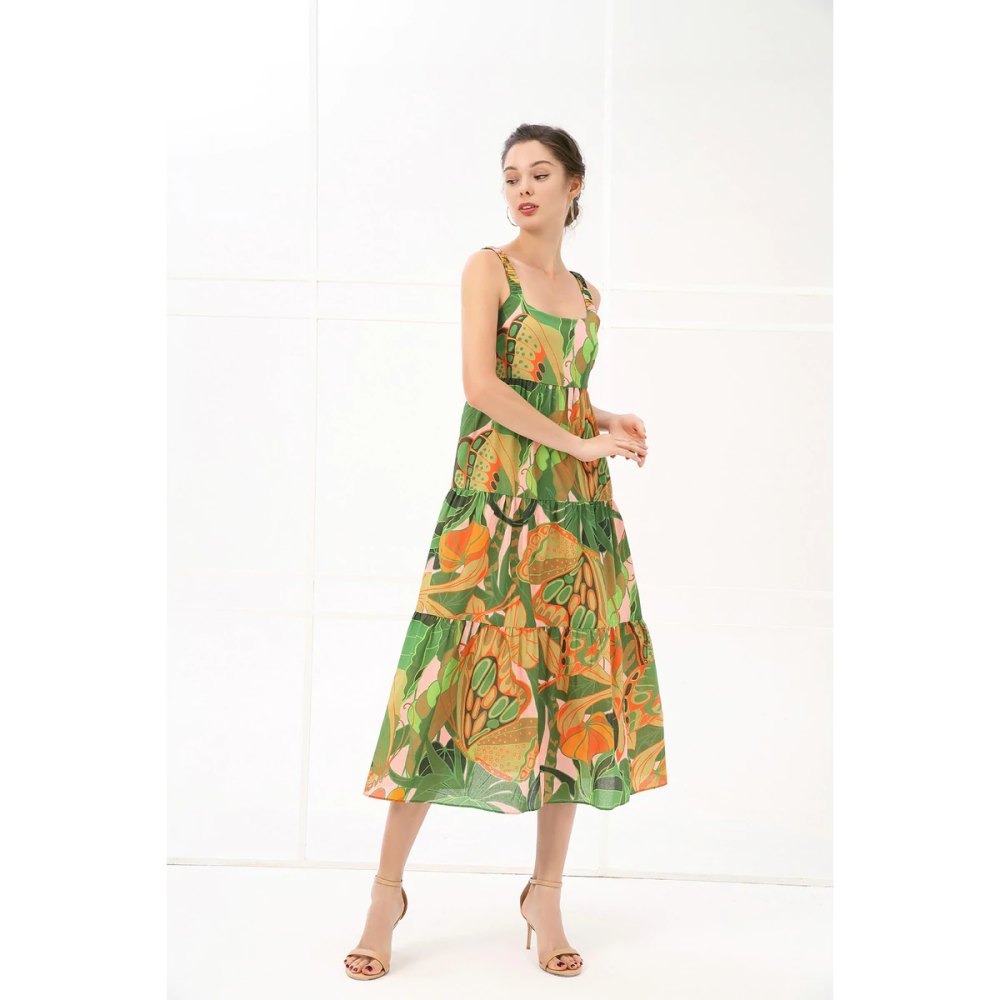 tropical midi dress