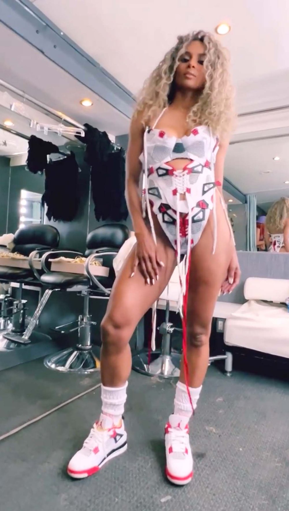 Ciara Wears Bodysuit Made of Sneakers