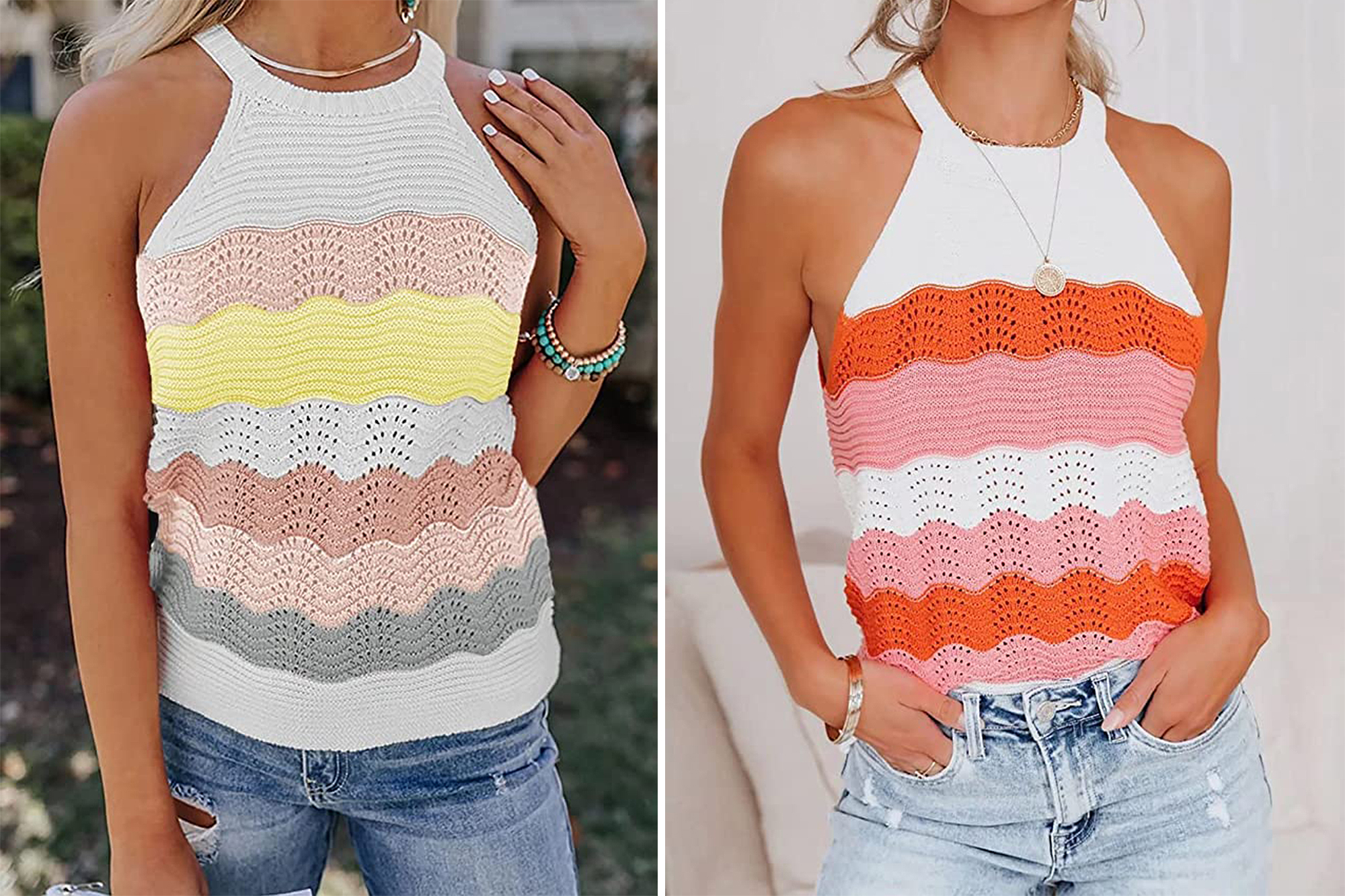 FARYSAYS Women's Knit Color Block Tank Top