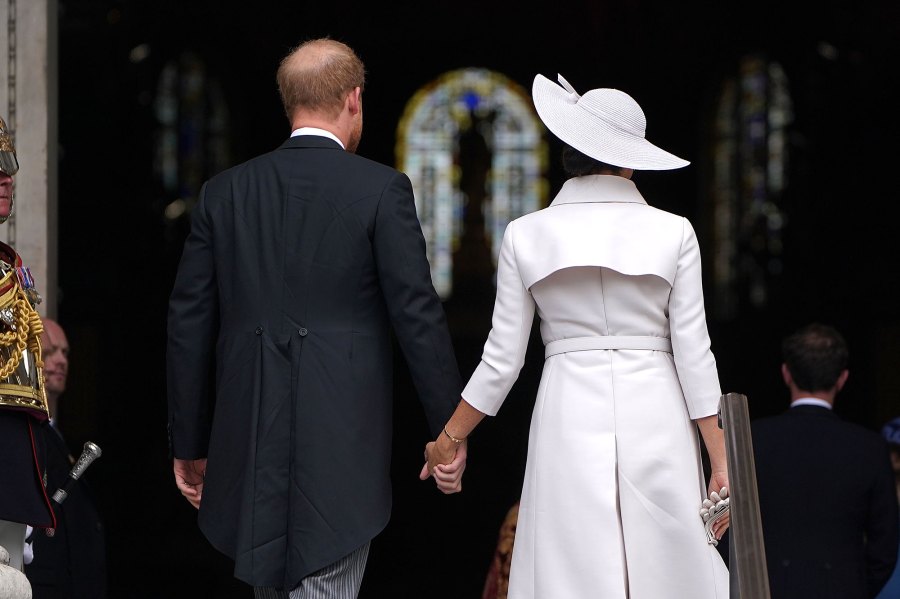 Hand in Hand Prince Harry Meghan Markle Attend Thanksgiving Service for Queen's Jubilee