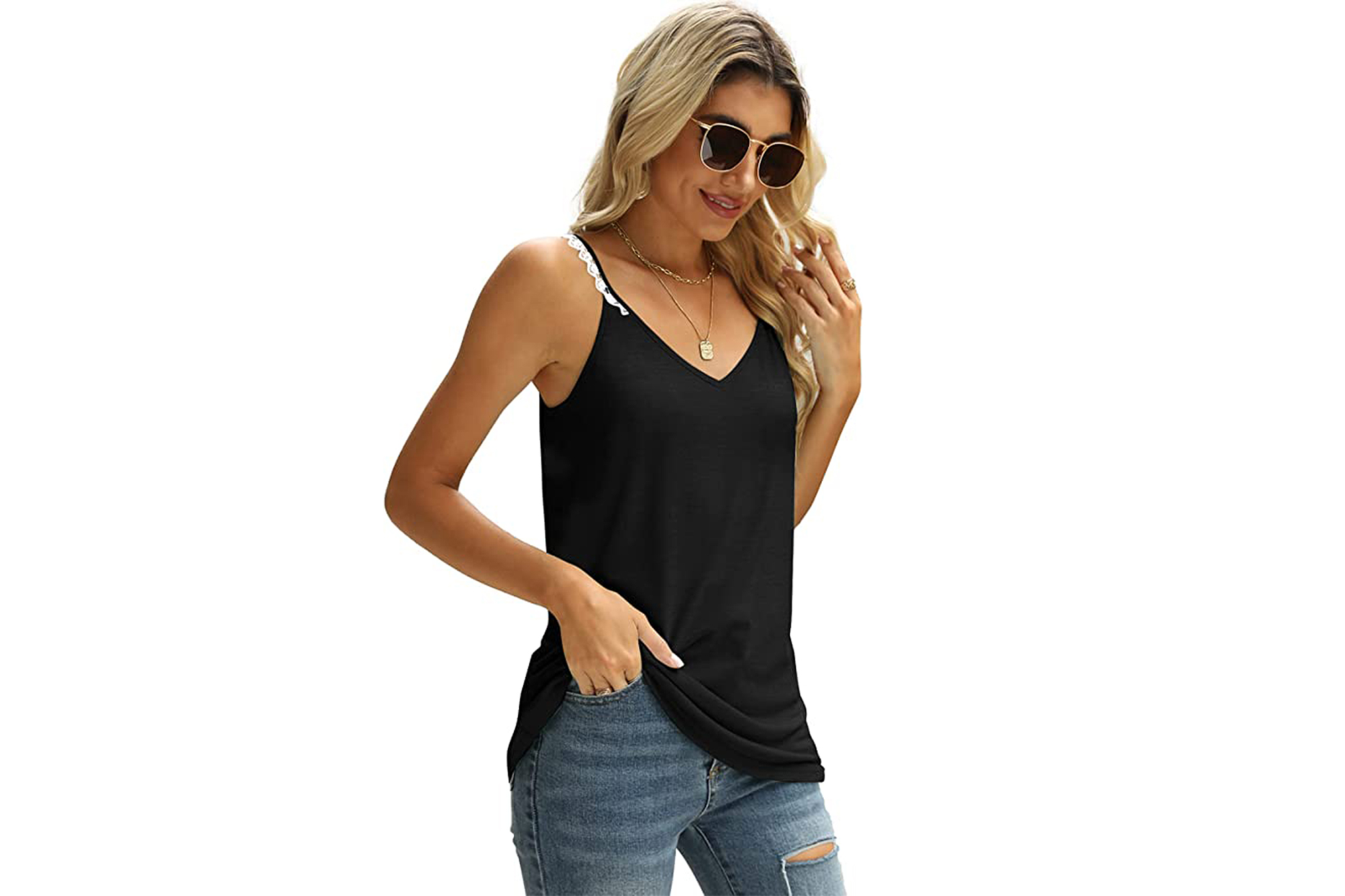 Saloogoe Women's Lace Spaghetti Strap Cami