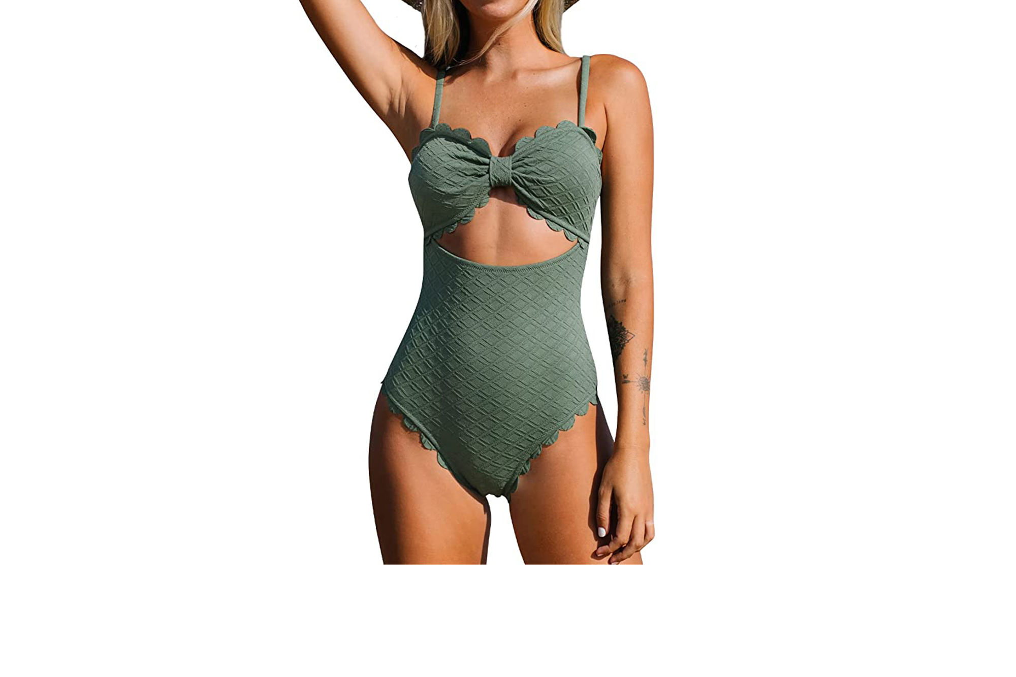 green swimsuit