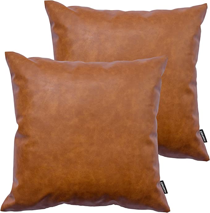 HOMFINER Faux Leather Throw Pillow Covers