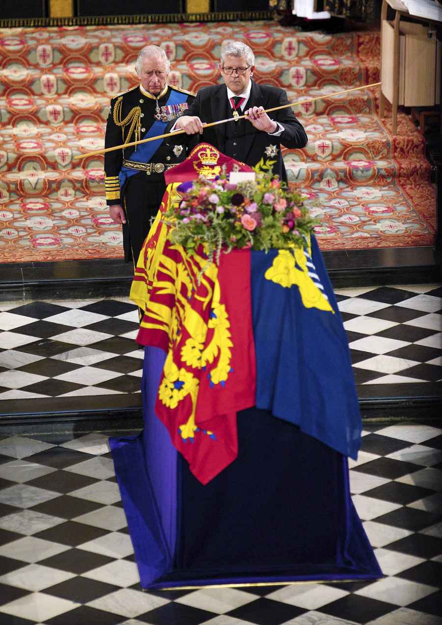 King Charles III Bows to Queen Elizabeth II's Casket 1 Last Time During Wand Breaking Tradition Before Piper's Last Lament