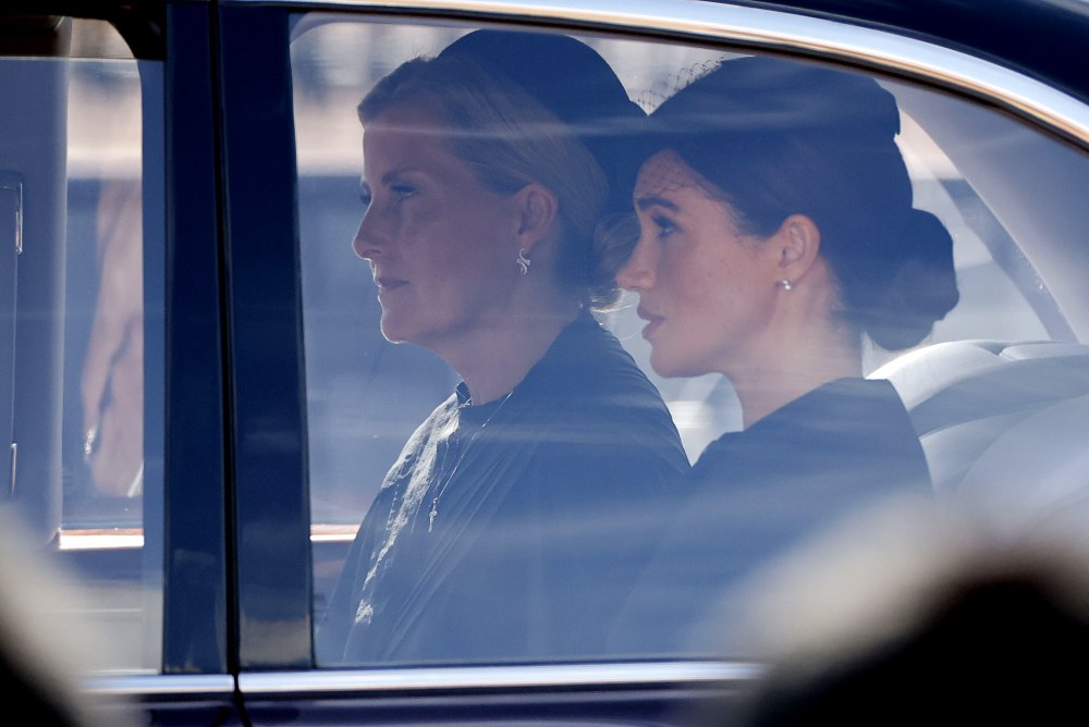 Meghan Markle Rides With Countess Sophie During Procession for Queen Elizabeth II