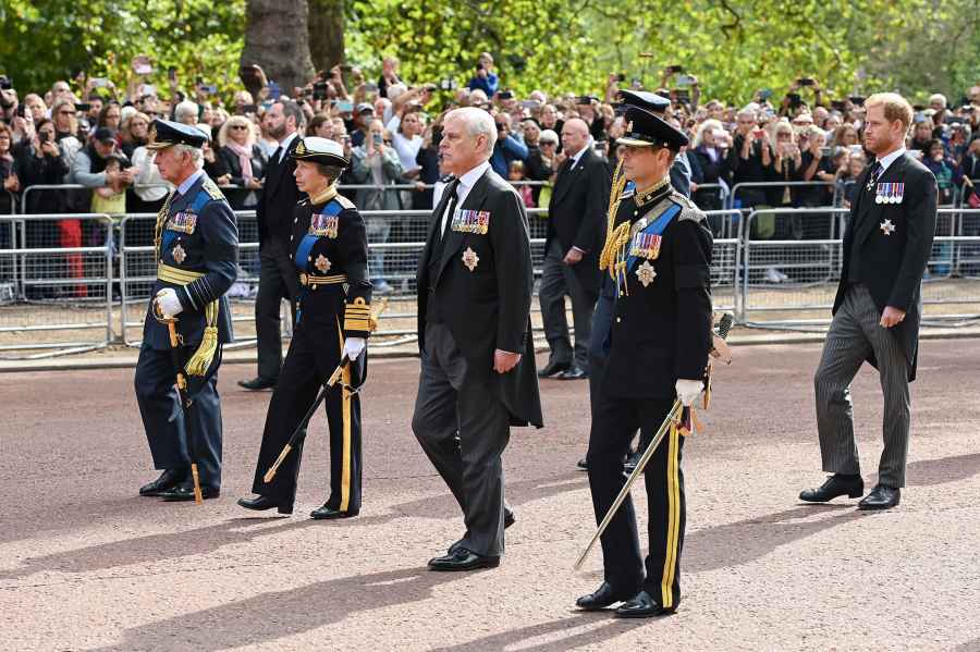 Prince Harry and Prince Andrew Wear Morning Suits Instead of Military Uniforms at Queen Elizabeth II’s Procession