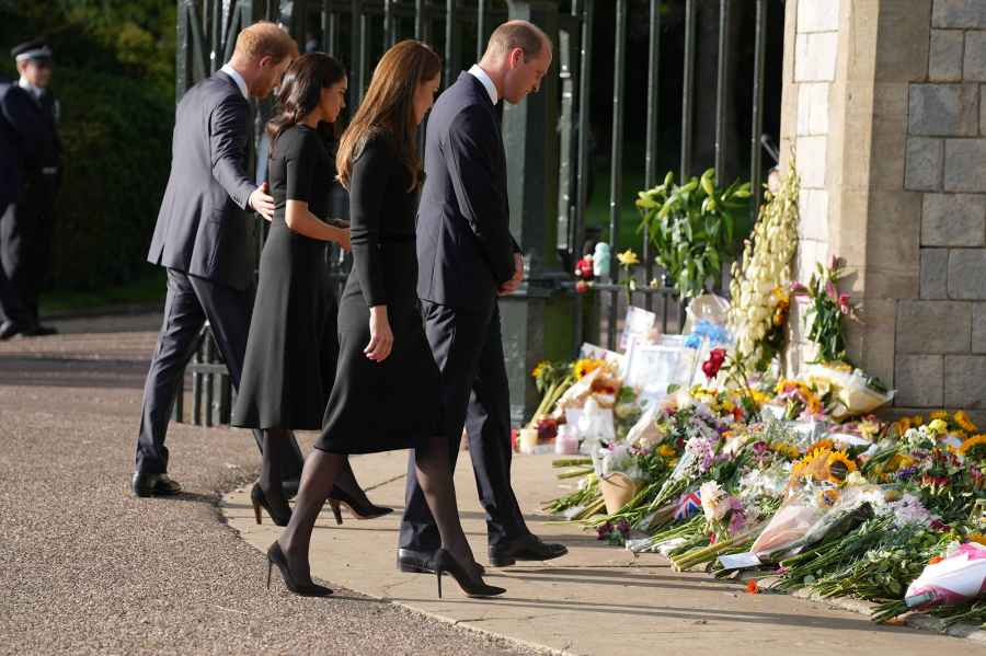 Prince William and Prince Harry Unite to Greet Mourners With Duchess Kate and Meghan Markle