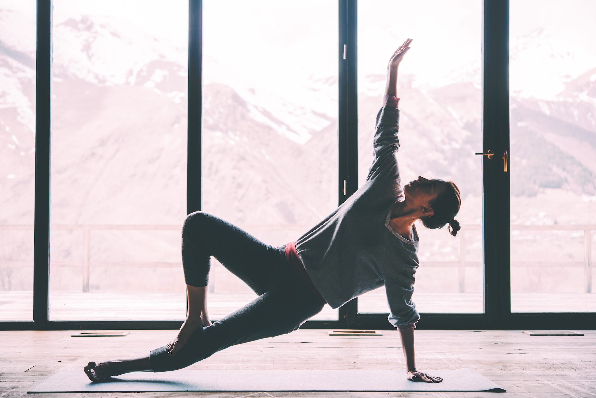 Woman-Practicing-Yoga-Stock-Photo