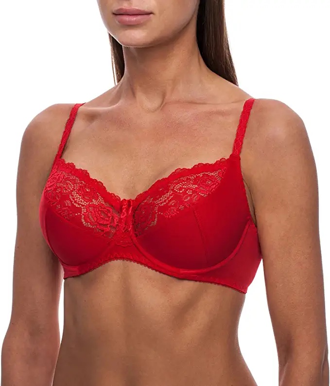 frugue Women's Minimizer Sheer Lace Plus Size Unlined Bra