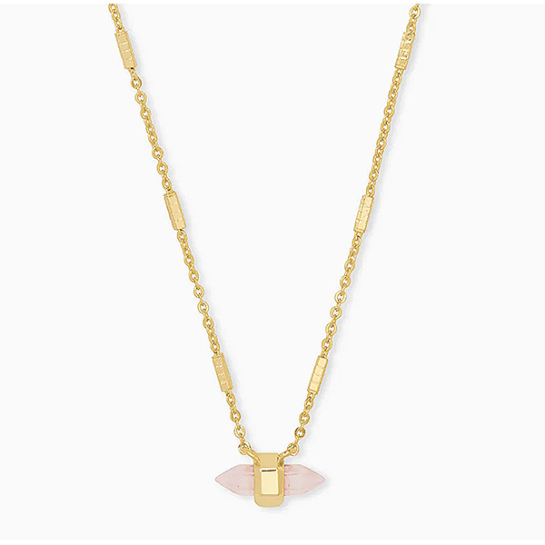 Jamie Gold Pendant Necklace in Rose Quartz