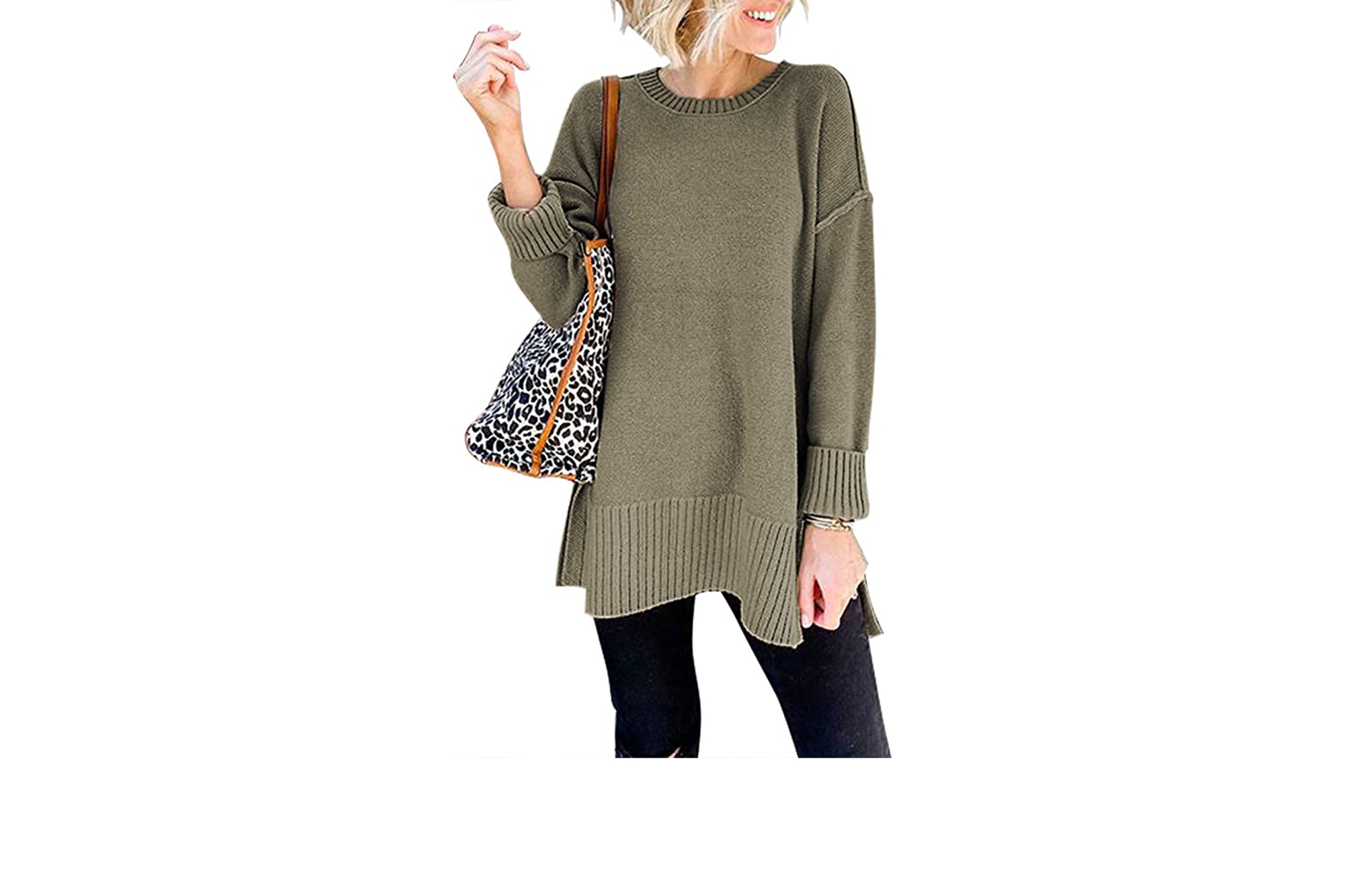 green long sweater