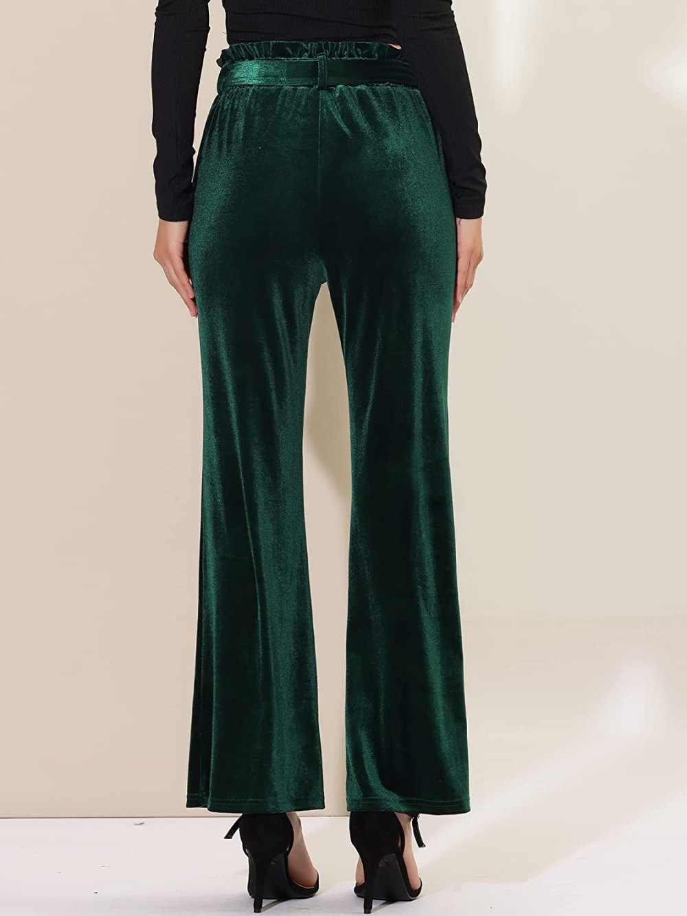 Allegra K Women's Velvet Wide Leg Pants