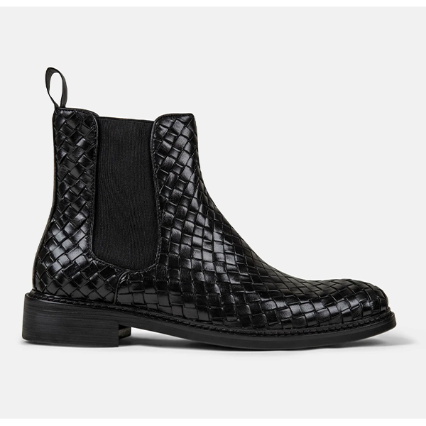 Darwin Black Woven Chelsea Boots