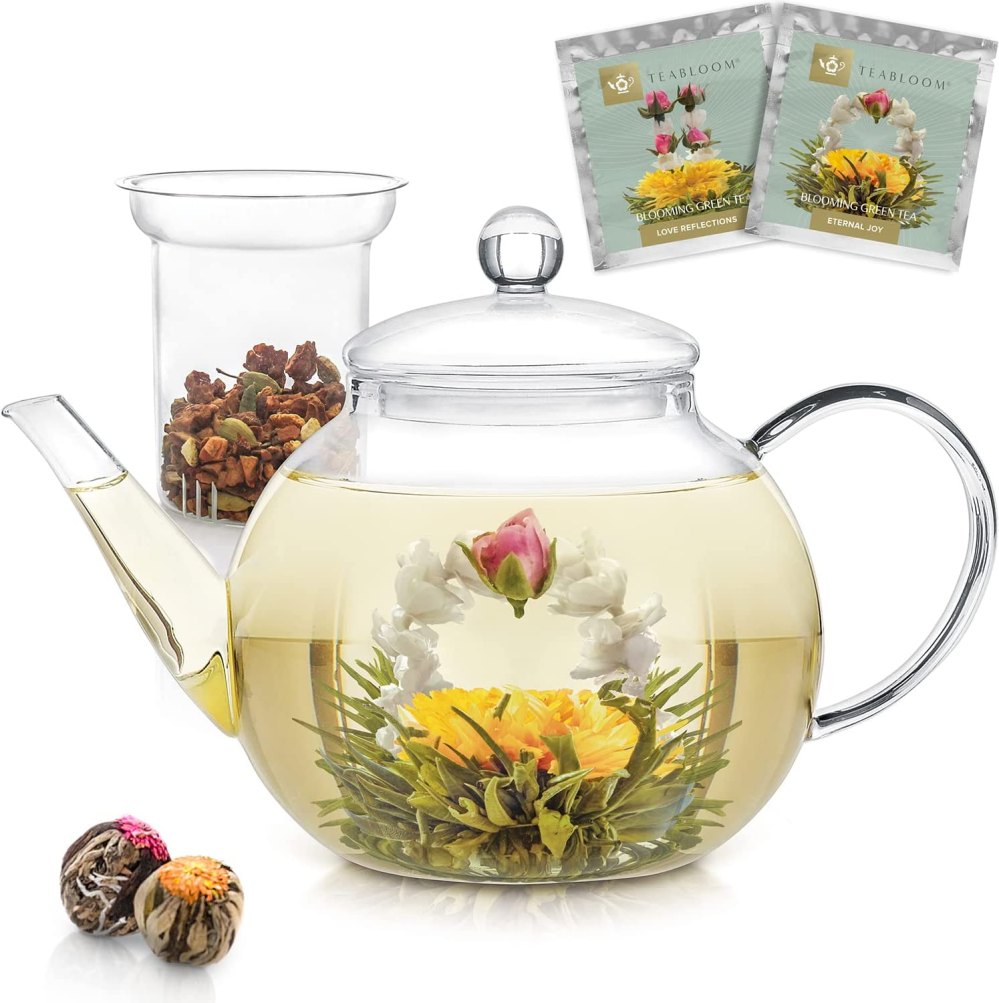 Teabloom Stovetop & Microwave Safe Glass Teapot