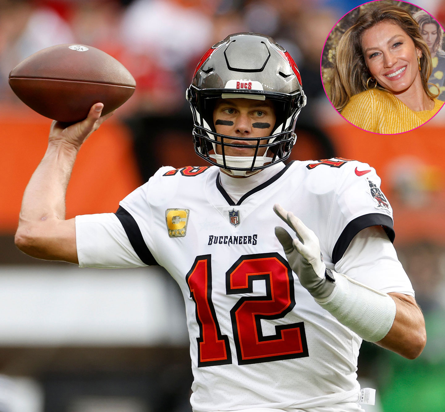 Tom Brady, Gisele Bundchen (inset)