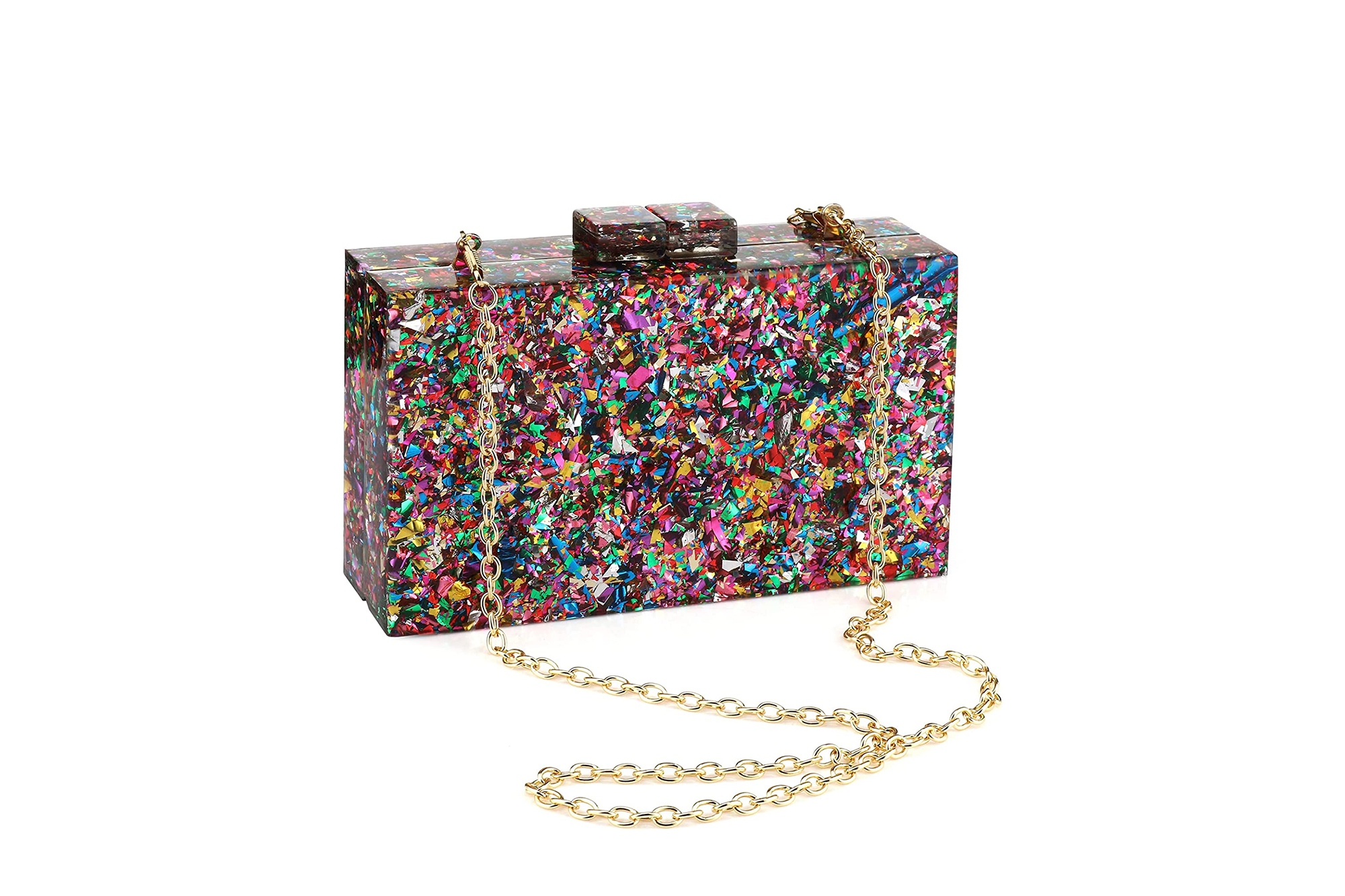 Gets Acrylic Confetti Box Clutch