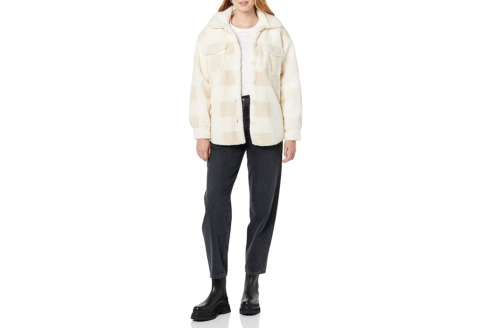 Goodthreads Women's Oversized Teddy Sherpa Shirt Jacket