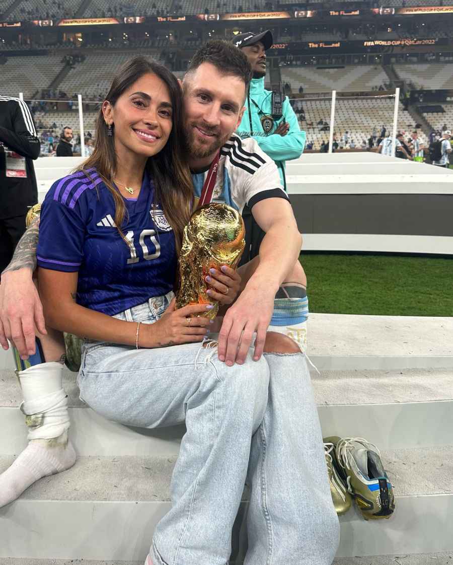 Lionel Messi Celebrates World Cup 2022 Win With Wife Antonela Roccuzzo and kids