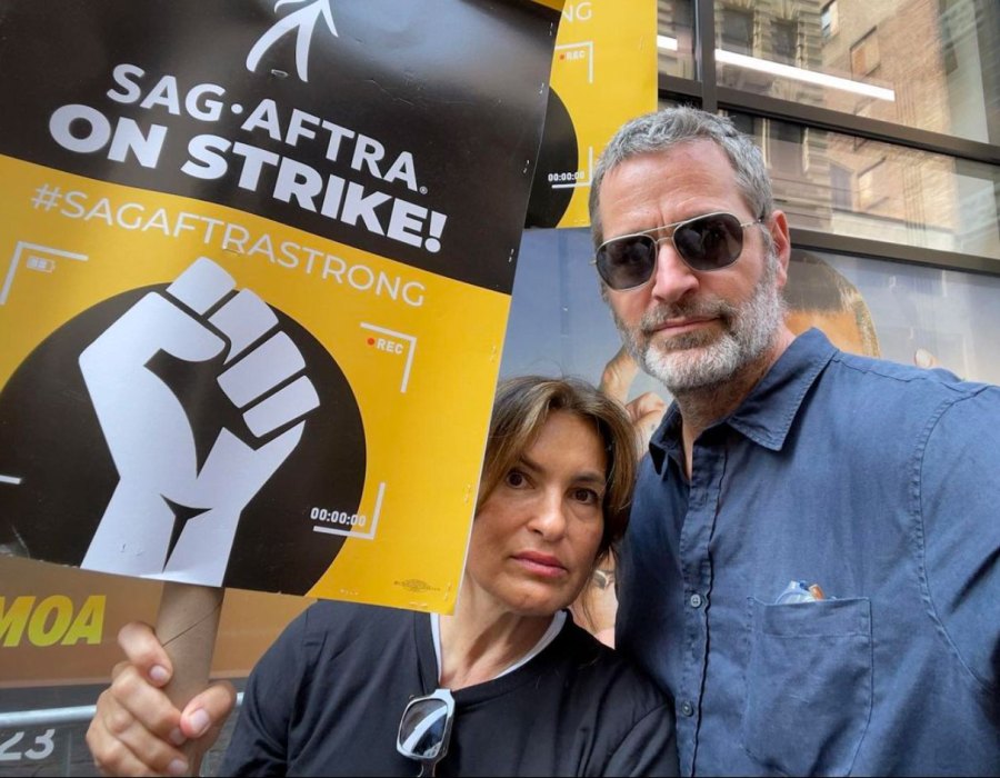 Mariska Hargitay and Peter Hermann Hit Picket Line Together