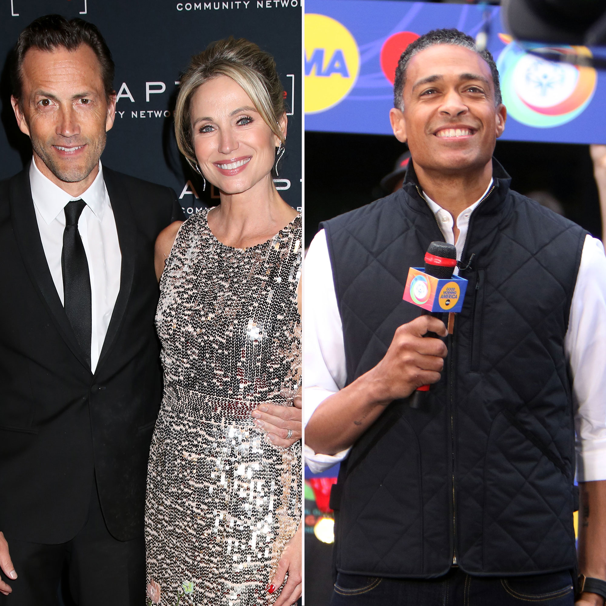 T.J. Holmes Said Amy Robach and Andrew Shue’s Marriage Was a ‘Love Story Like No Other’ on ‘GMA3’ 1 Year Before Scandal sparkle dress quilted vest