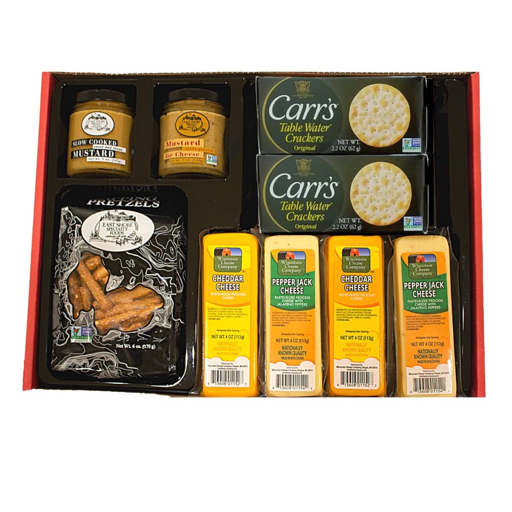 WISCONSIN CHEESE COMPANY - Deluxe Cheese, Cracker & Pretzel Gift Basket