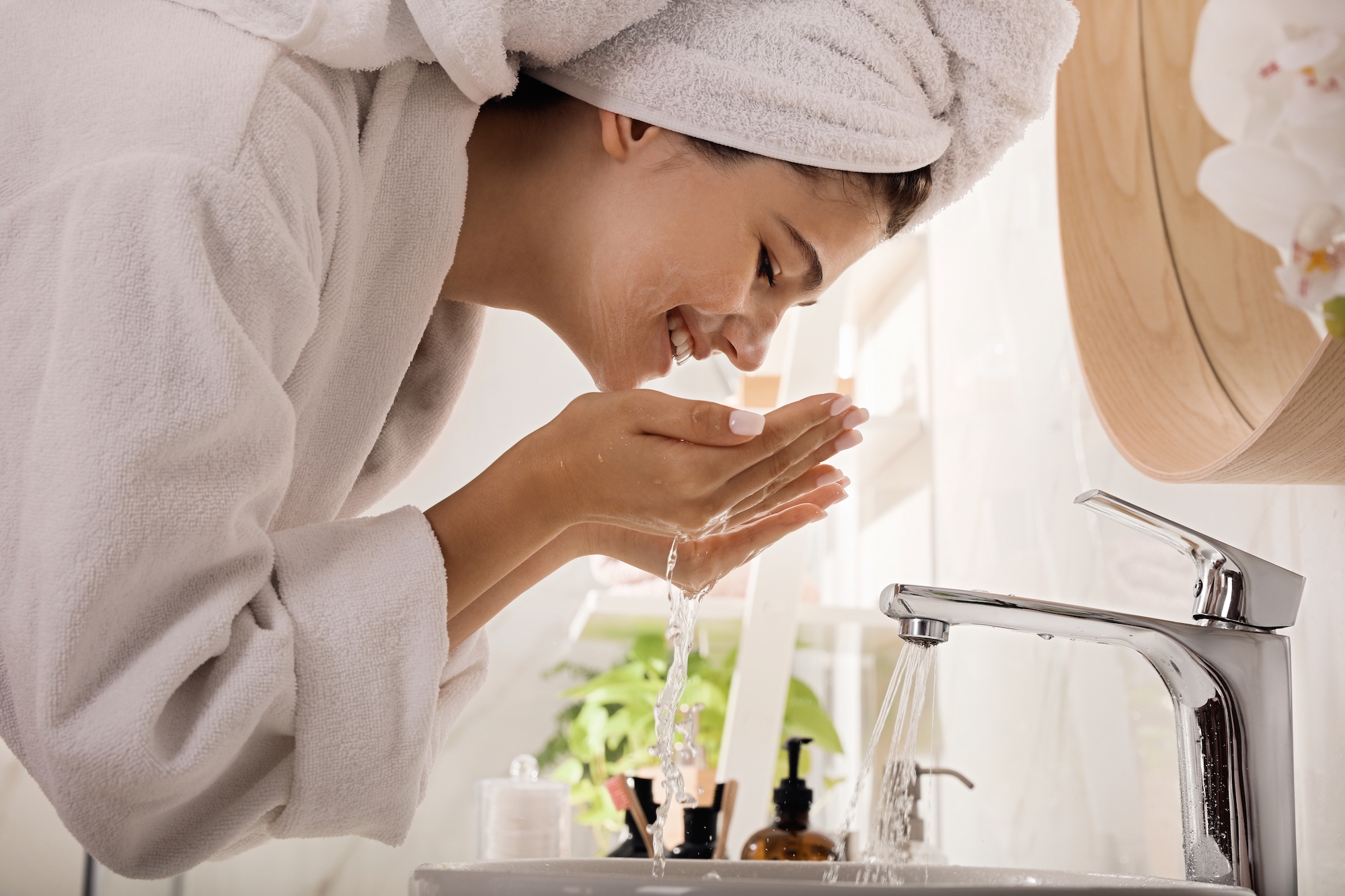 Woman-Cleansing-Face-Stock-Photo