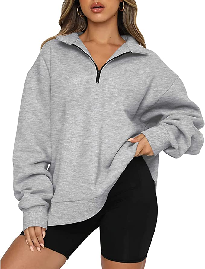 grey quarter-zip