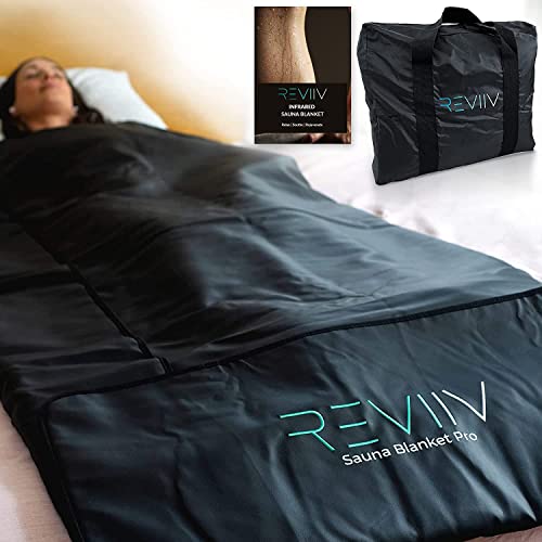 REVIIV Far Infrared Sauna Blanket with Insert Towel - v2.0 New & Improved! Low EMF Longer Cable | Portable Infrared Saunas for Home Therapy, Detox - Infared Blanket Sauna 85&ndash;185 &deg;F Temp Range