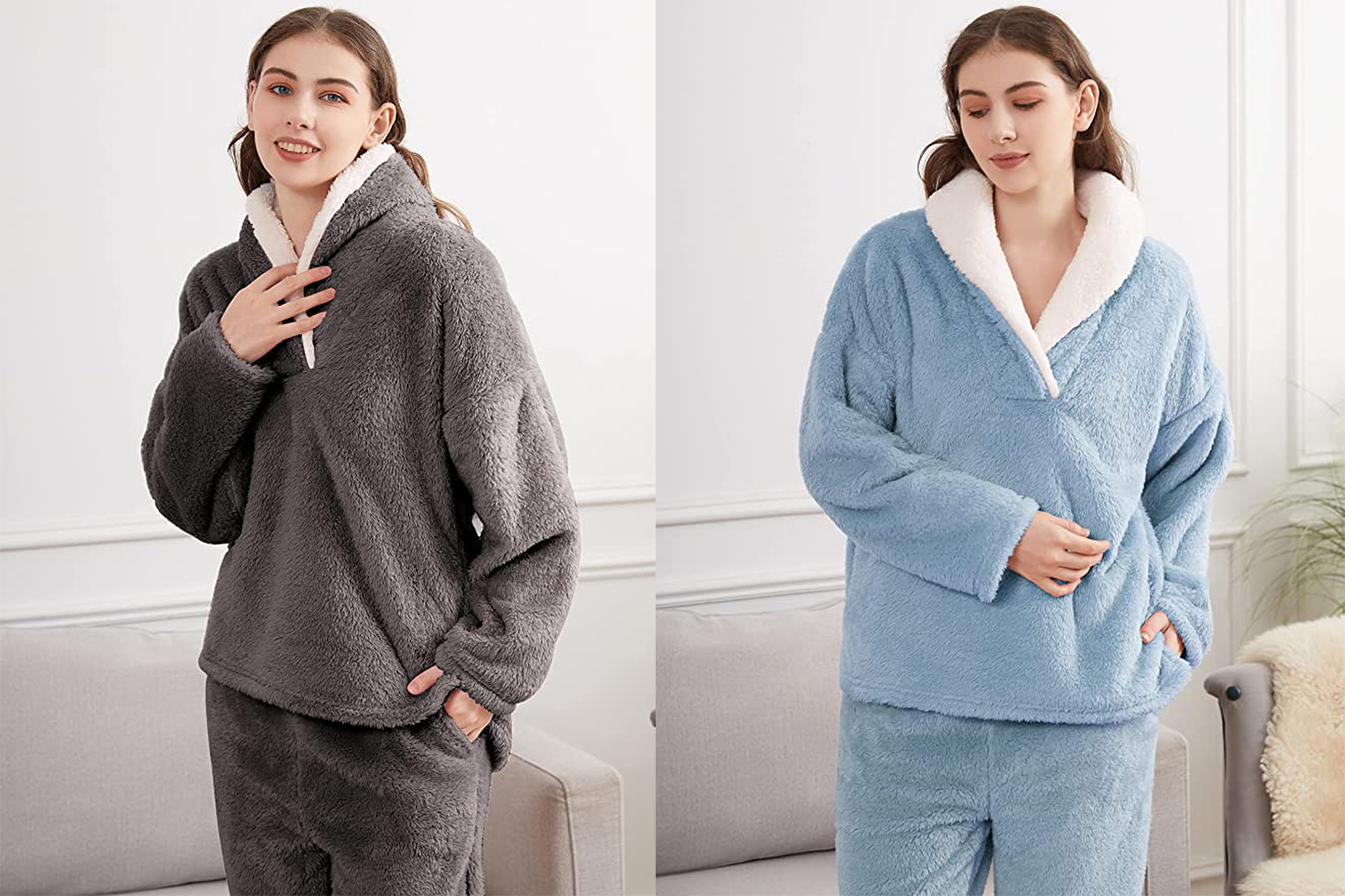 Gihuo Women's Fluffy Fleece Pajama Set