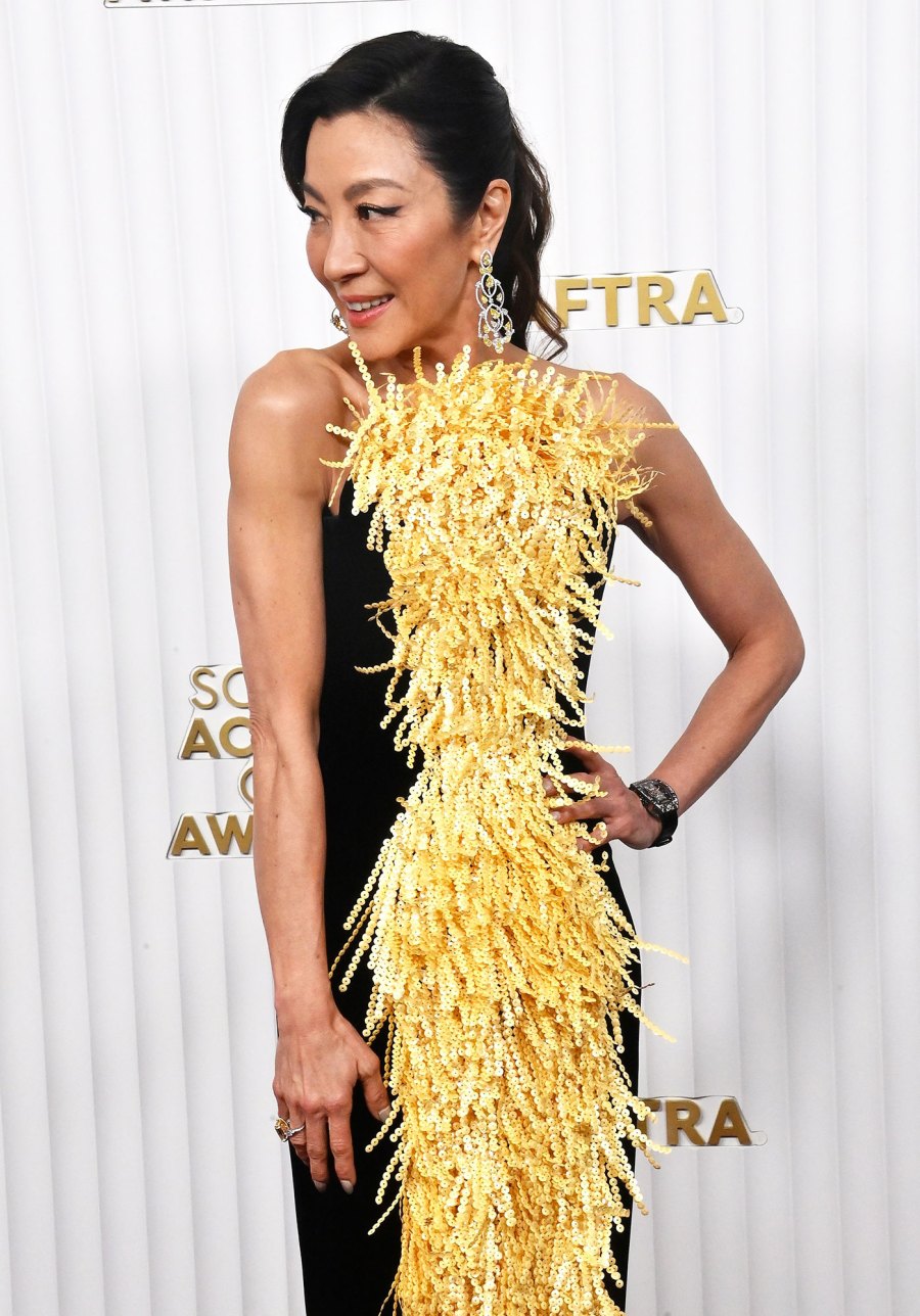 Michelle Yeoh's Schiaparelli SAG Awards Gown Is Dividing the Internet: See Her Fringe Ensemble side eye SAG Awards 2023