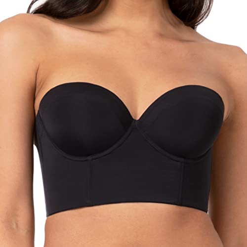 LIVELY Low Back Strapless Bra, Longline Balconette Bra, Low Back Bra with No-Slip Silicone Strip, Strapless Corset Bra, Strapless Bras for Women, Jet Black, 34B