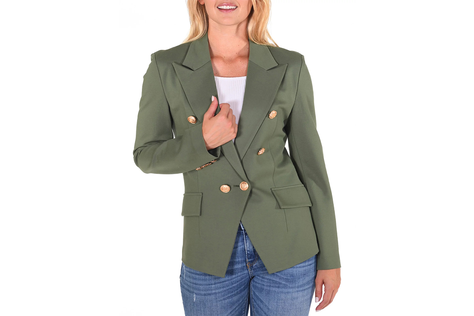 Attitude Unknown Women's Metallic Button Blazer