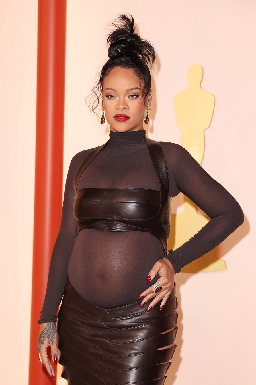 Pregnant Rihanna Shows Off Her Baby Bump While Performing ‘Lift Me Up’ at Oscars 2023 - 641 95th Annual Academy Awards, Arrivals, Los Angeles, California, USA - 12 Mar 2023 Oscars