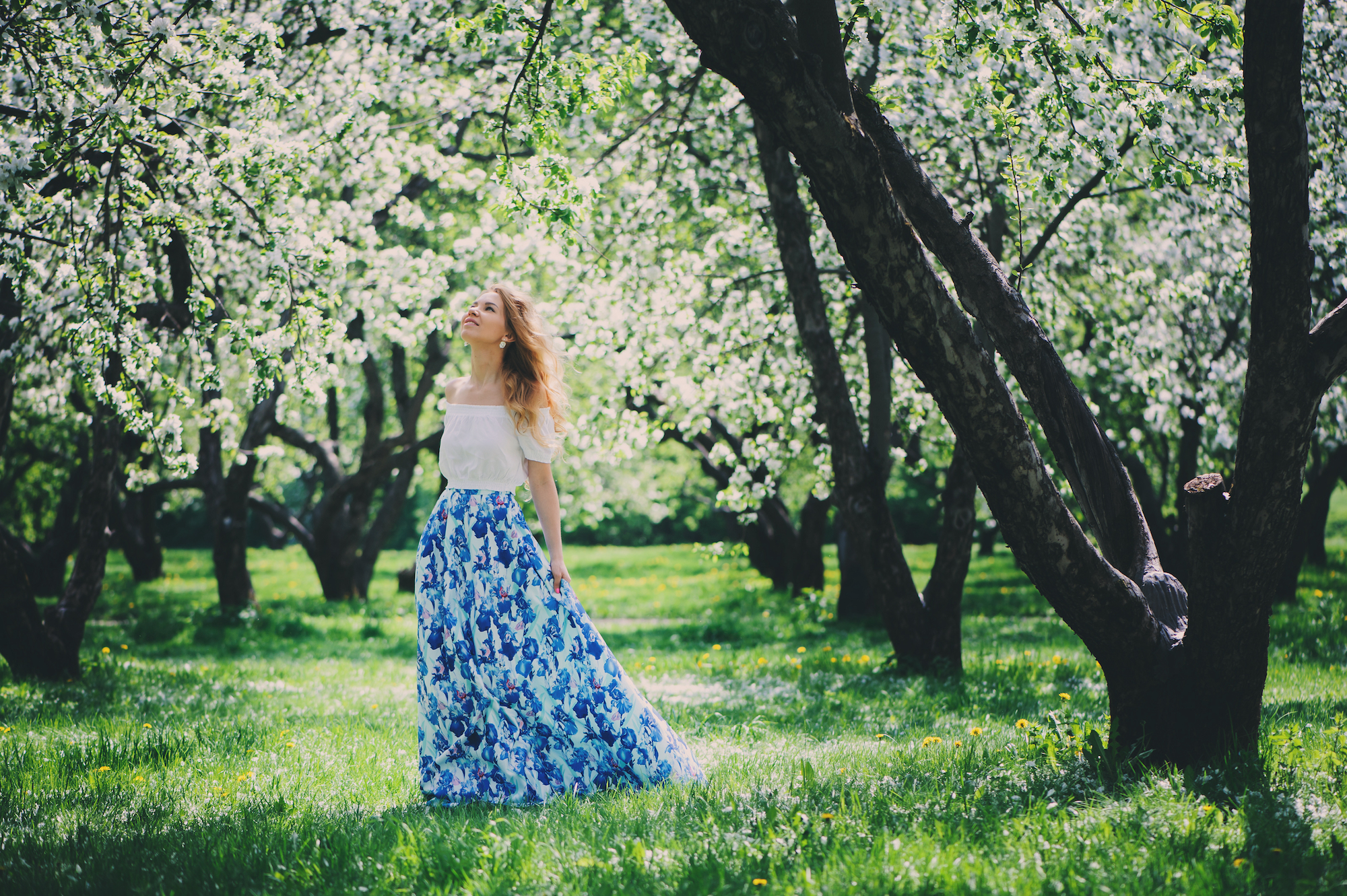 Spring-Floral-Maxi-Skirt-Stock-Photo