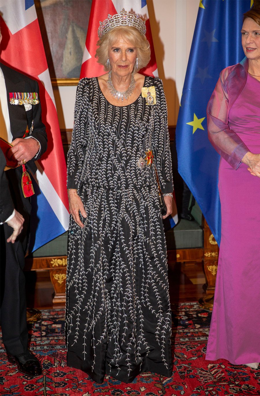 Queen Consort Camilla Wears Tiara, Queen's Jewels at Germany State Banquet