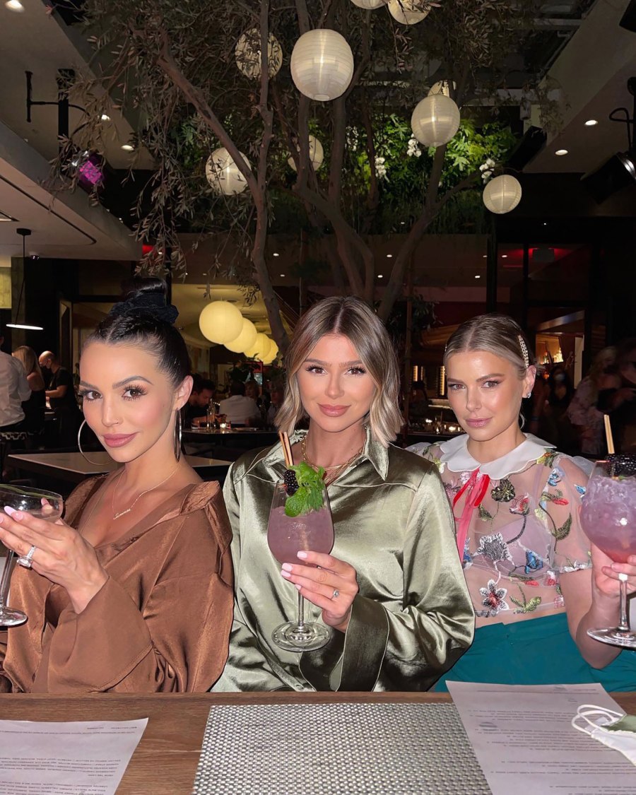 ‘Vanderpump Rules’ Costars Scheana Shay and Raquel Leviss’ Ups and Downs green satin shirt