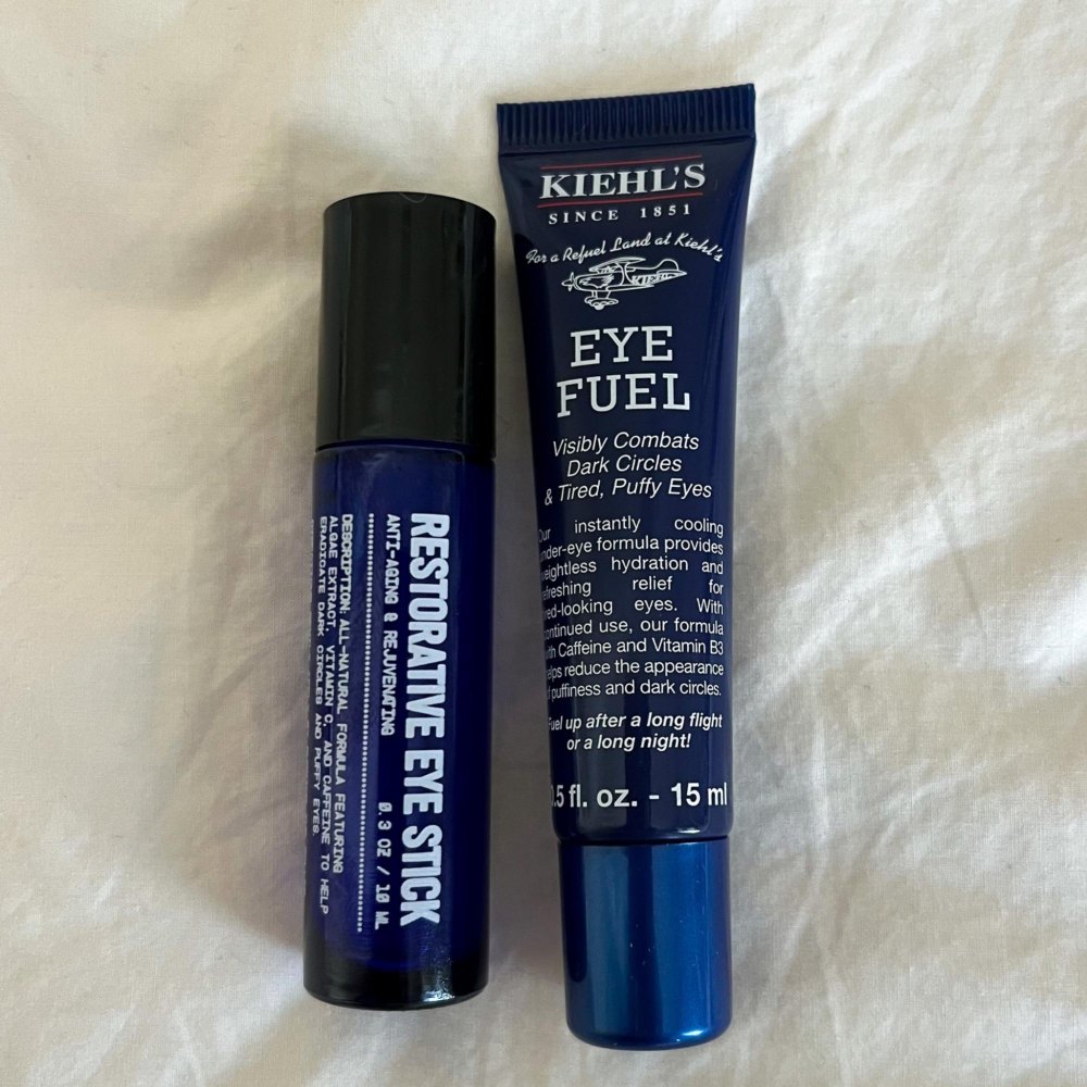 Blu Atlas Restorative Eye Stick (left), Kiehl’s Eye Fuel (right)