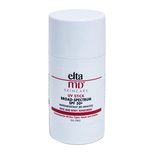 EltaMD UV Stick Face and Body Sunscreen, SPF 50+ Face Stick Sunscreen with Zinc Oxide, Water Resistant Up To 80 Minutes, Travel Friendly, TSA Compliant, For Face and Body, No White Cast, 1.3 OZ Stick