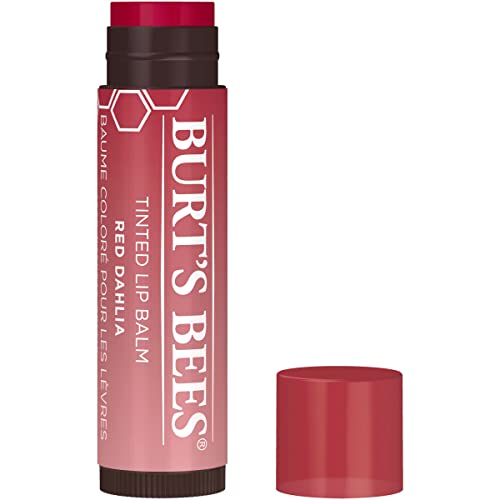 Burt's Bees Mothers Day Lip Balm Gifts for Mom, Tinted Moisturizing Lip Care for Women, 100% Natural, with Shea Butter, Red Dahlia (2 Pack)