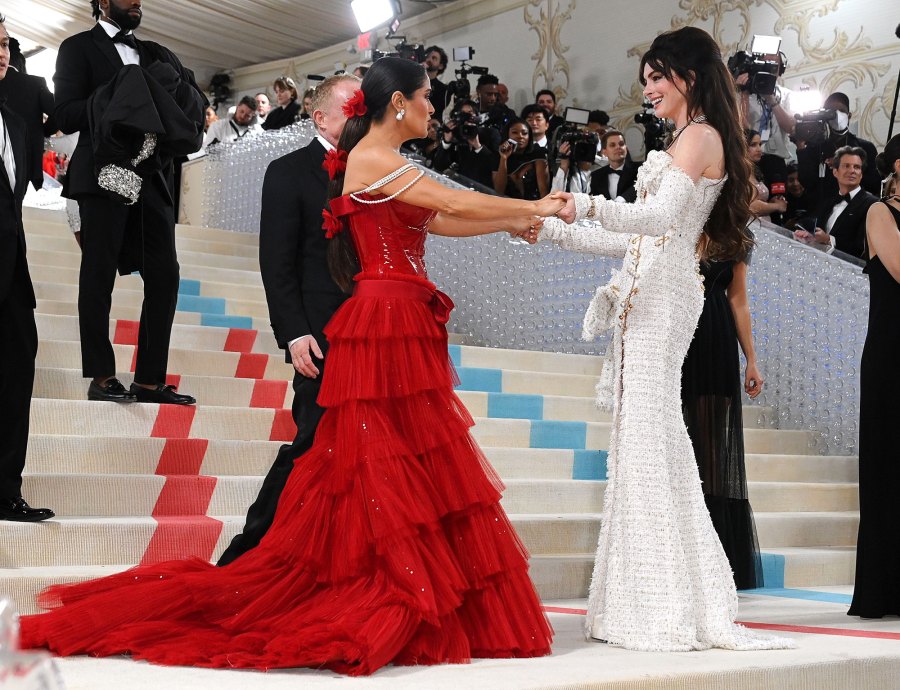 Anne Hathaway Makes a Splash In All White at 2023 Met Gala Following a 5-Year Absence 594